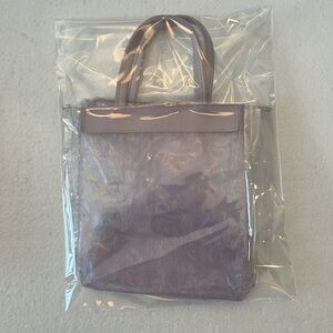 Mary Kay cosmetics purple gift bag transparent makeup merchandise product handle